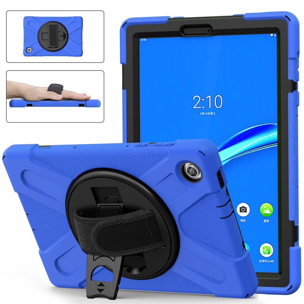 360° Swivel Kickstand  PC + Silicone Tablet Case Shell for Lenovo M10 X306X - Blue