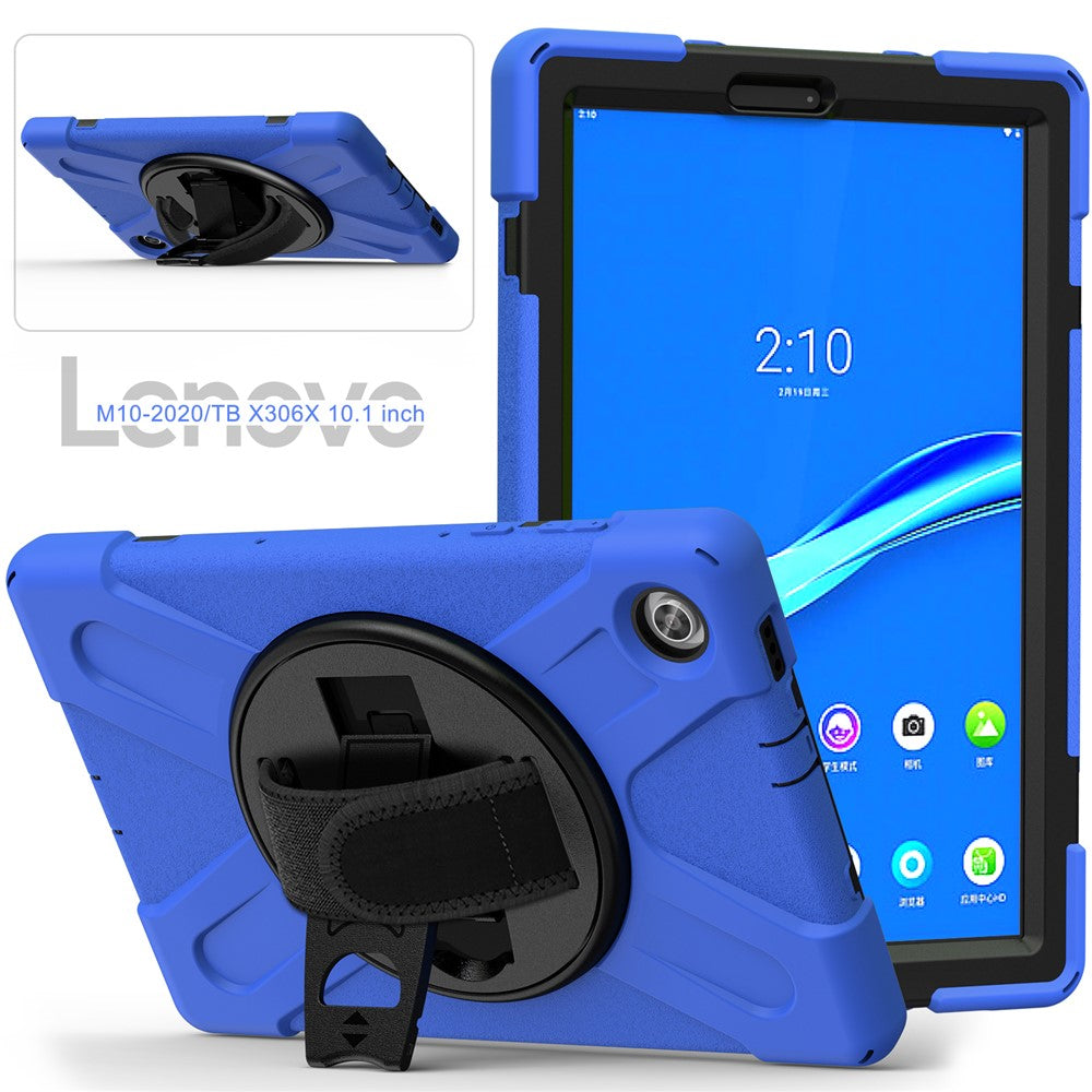 360° Swivel Kickstand  PC + Silicone Tablet Case Shell for Lenovo M10 X306X - Blue