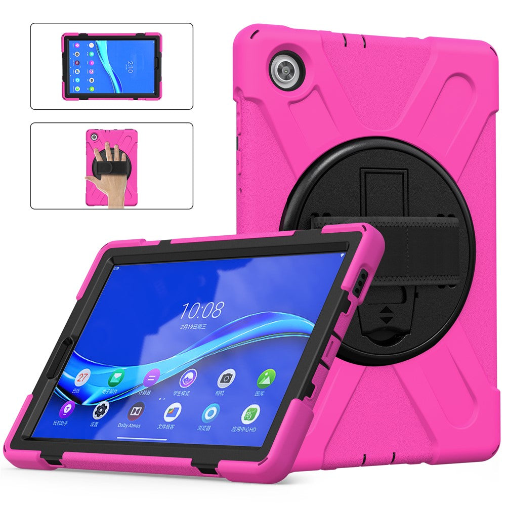 360° Swivel Kickstand  PC + Silicone Tablet Case Shell for Lenovo M10 X306X - Rose