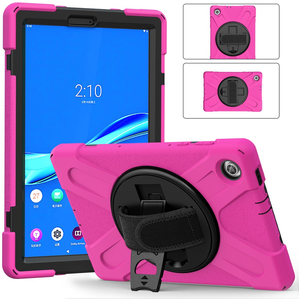 360° Swivel Kickstand  PC + Silicone Tablet Case Shell for Lenovo M10 X306X - Rose