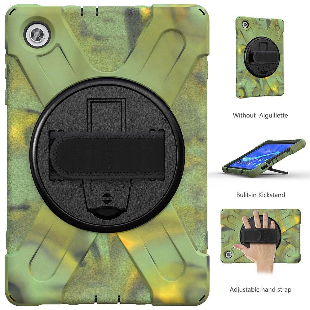360° Swivel Kickstand  PC + Silicone Tablet Case Shell for Lenovo M10 X306X - Camouflage
