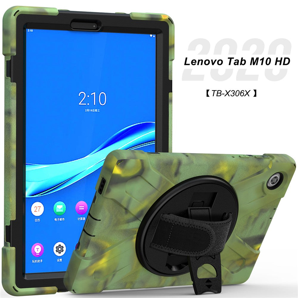 360° Swivel Kickstand  PC + Silicone Tablet Case Shell for Lenovo M10 X306X - Camouflage