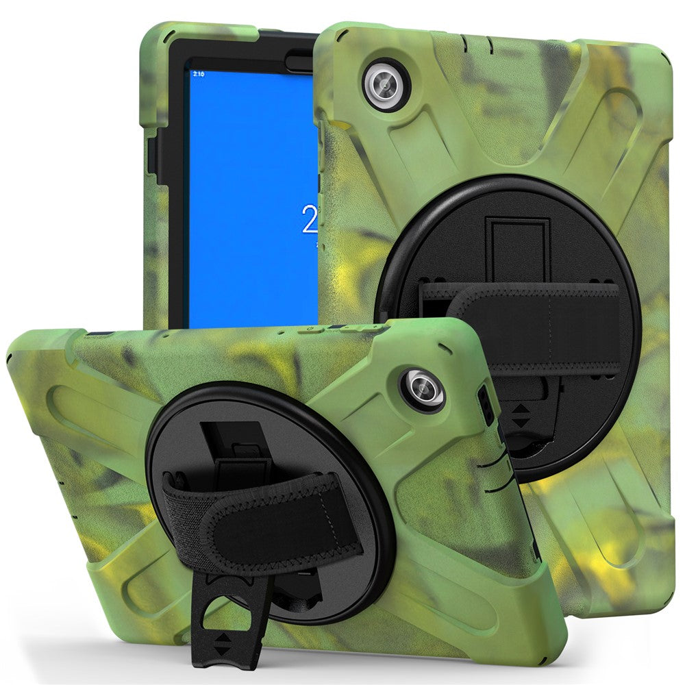 360° Swivel Kickstand  PC + Silicone Tablet Case Shell for Lenovo M10 X306X - Camouflage