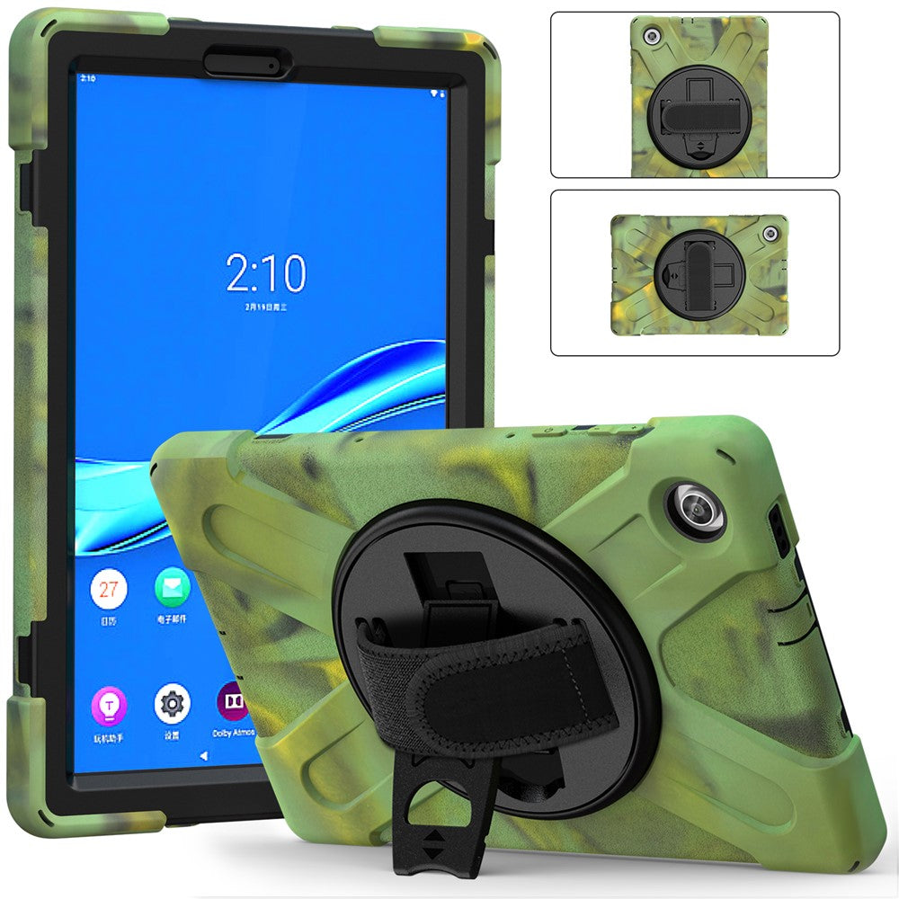 360° Swivel Kickstand  PC + Silicone Tablet Case Shell for Lenovo M10 X306X - Camouflage