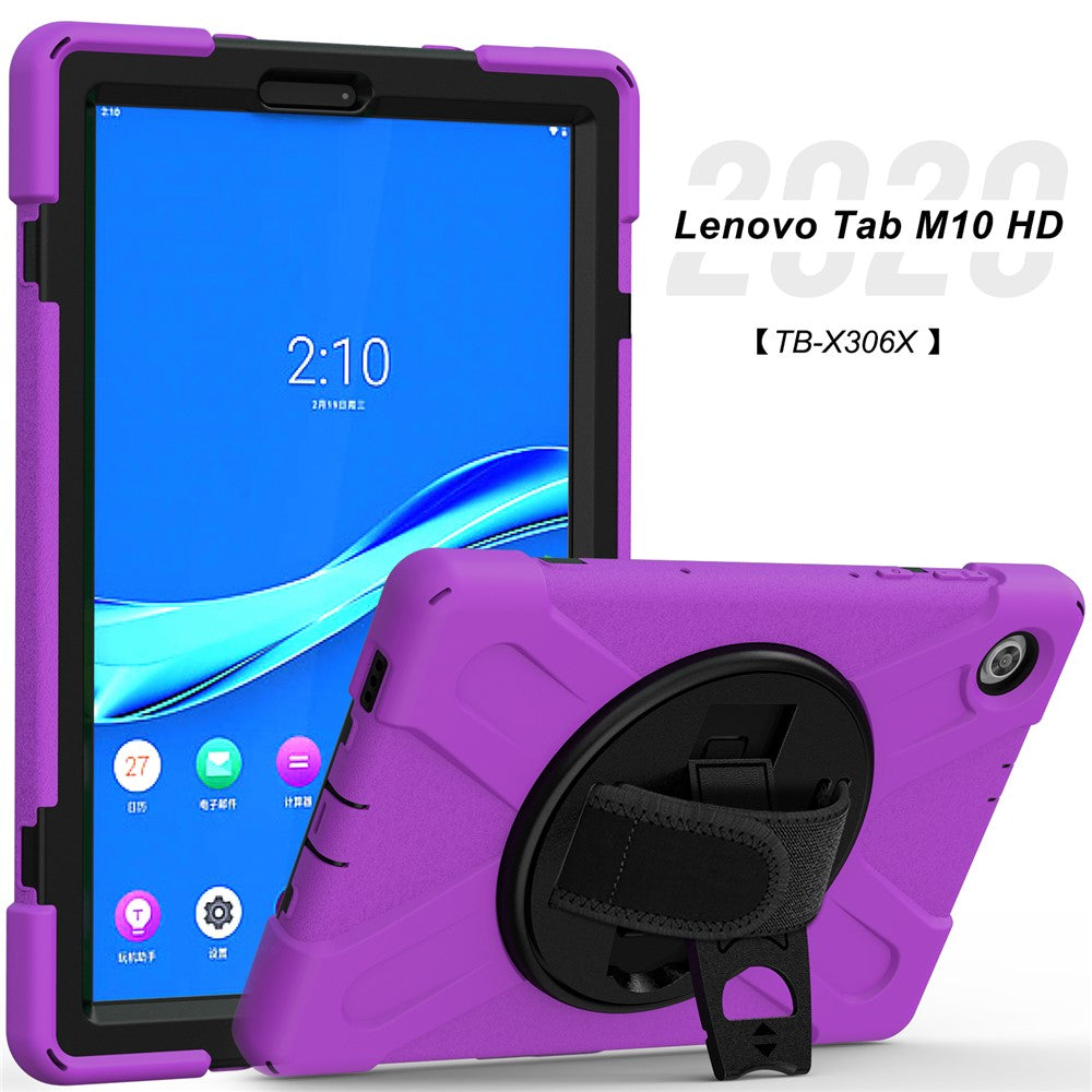 360° Swivel Kickstand  PC + Silicone Tablet Case Shell for Lenovo M10 X306X - Purple