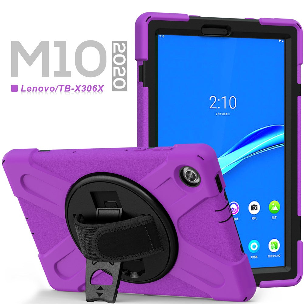 360° Swivel Kickstand  PC + Silicone Tablet Case Shell for Lenovo M10 X306X - Purple