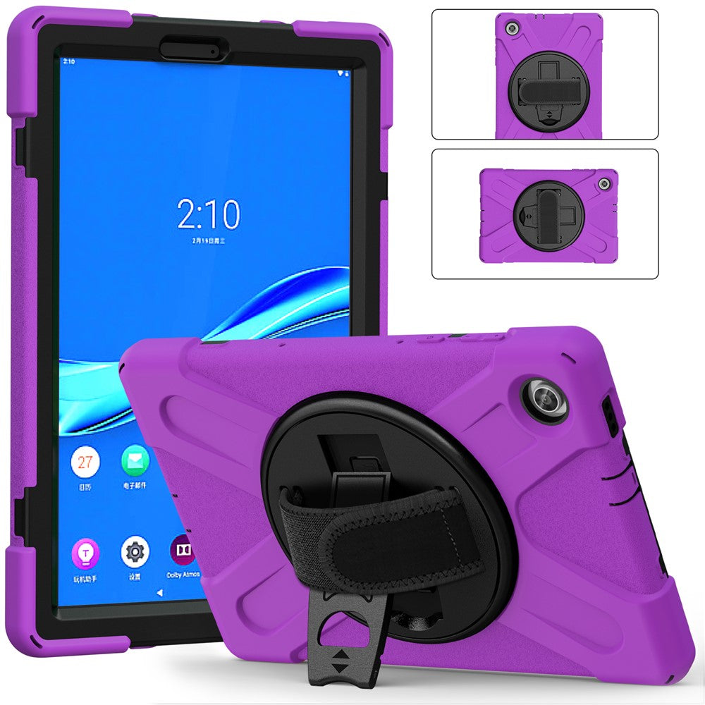 360° Swivel Kickstand  PC + Silicone Tablet Case Shell for Lenovo M10 X306X - Purple