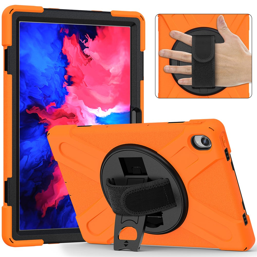 360° Rotary Kickstand Design PC + Silicone Tablet Case Shell for Lenovo Tab P11 TB-J606F / Tab P11 5G / Tab P11 Plus TB-J616 - Orange