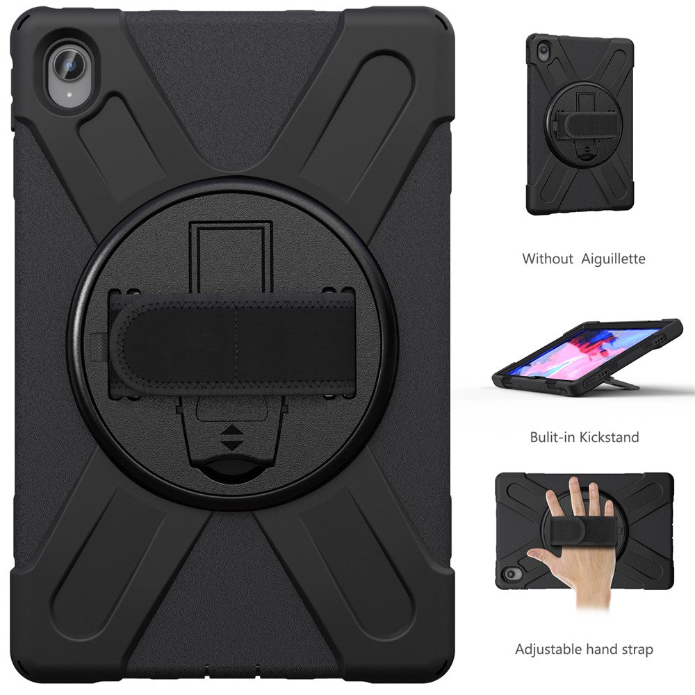 360° Rotary Kickstand Design PC + Silicone Tablet Case Shell for Lenovo Tab P11 TB-J606F / Tab P11 5G / Tab P11 Plus TB-J616 - Black