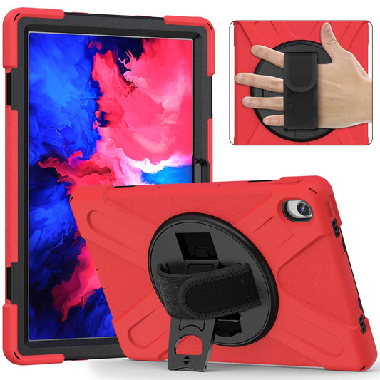 360° Rotary Kickstand Design PC + Silicone Tablet Case Shell for Lenovo Tab P11 TB-J606F / Tab P11 5G / Tab P11 Plus TB-J616 - Red