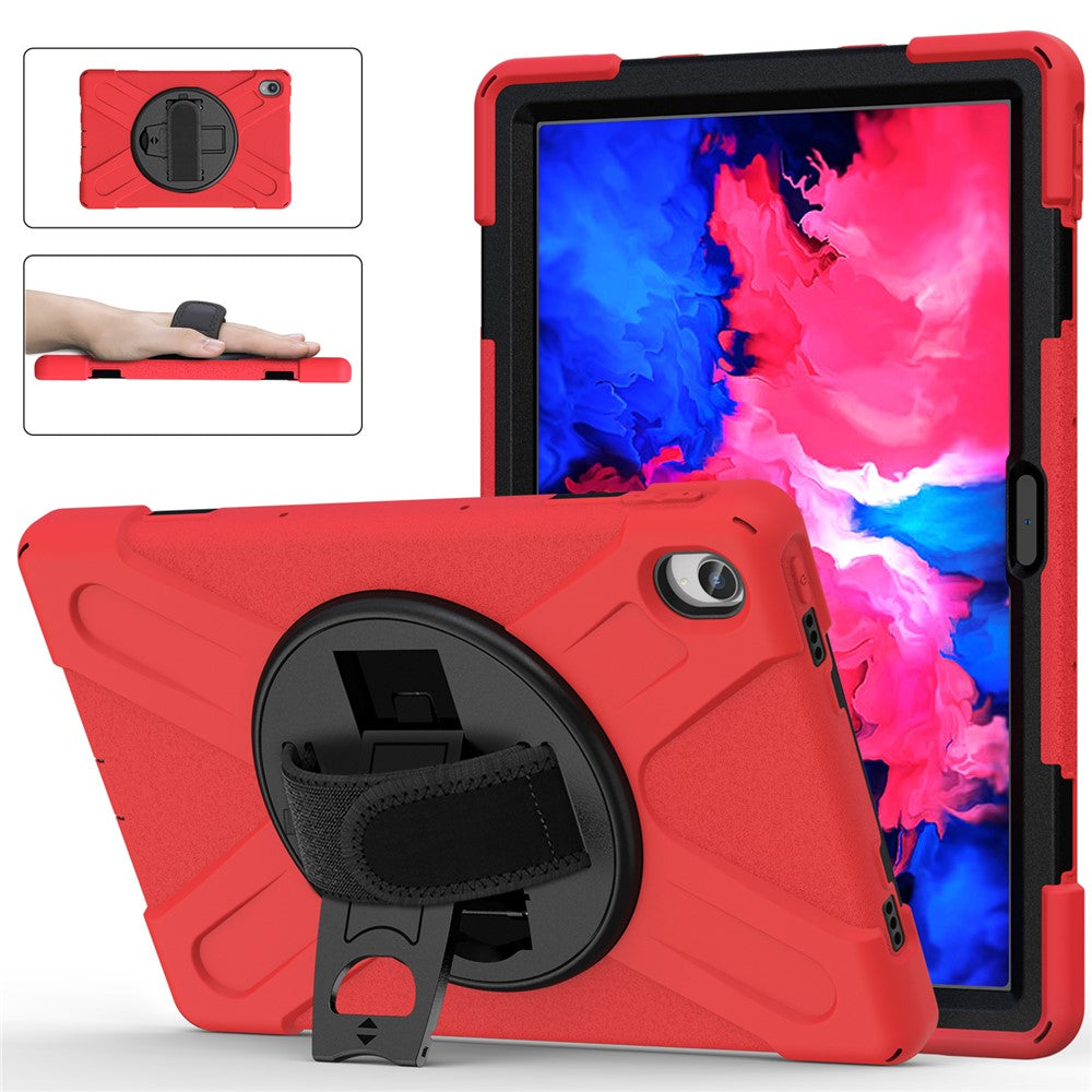 360° Rotary Kickstand Design PC + Silicone Tablet Case Shell for Lenovo Tab P11 TB-J606F / Tab P11 5G / Tab P11 Plus TB-J616 - Red