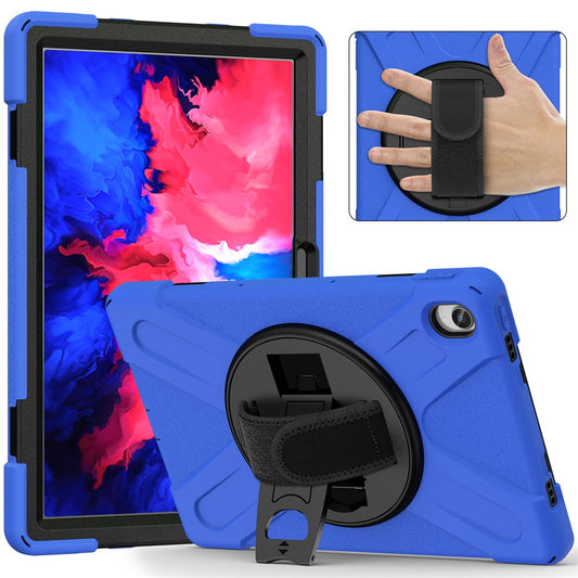360° Rotary Kickstand Design PC + Silicone Tablet Case Shell for Lenovo Tab P11 TB-J606F / Tab P11 5G / Tab P11 Plus TB-J616 - Blue