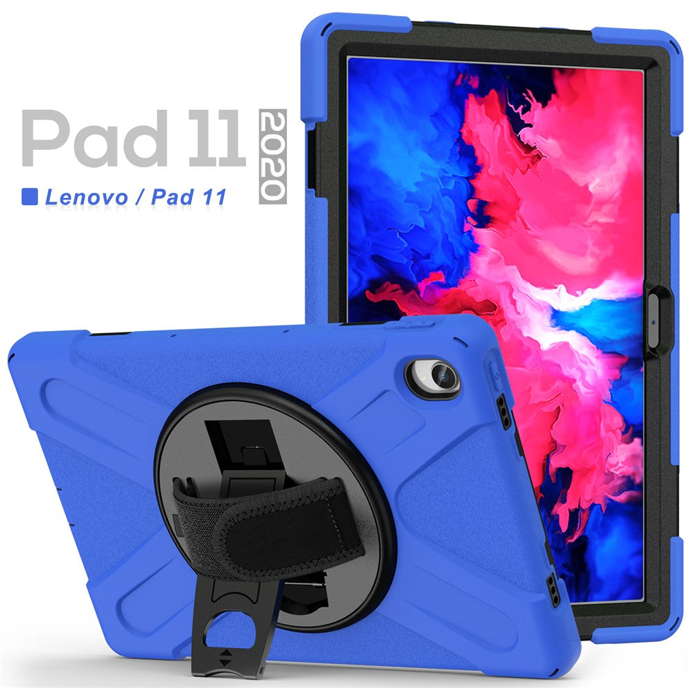 360° Rotary Kickstand Design PC + Silicone Tablet Case Shell for Lenovo Tab P11 TB-J606F / Tab P11 5G / Tab P11 Plus TB-J616 - Blue