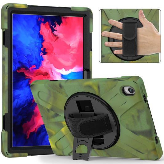 360° Rotary Kickstand Design PC + Silicone Tablet Case Shell for Lenovo Tab P11 TB-J606F / Tab P11 5G / Tab P11 Plus TB-J616 - Camouflage