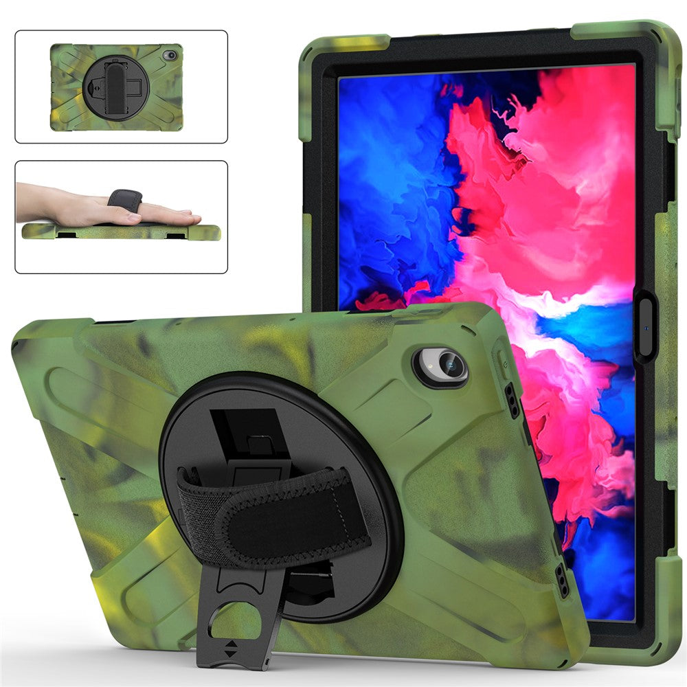 360° Rotary Kickstand Design PC + Silicone Tablet Case Shell for Lenovo Tab P11 TB-J606F / Tab P11 5G / Tab P11 Plus TB-J616 - Camouflage