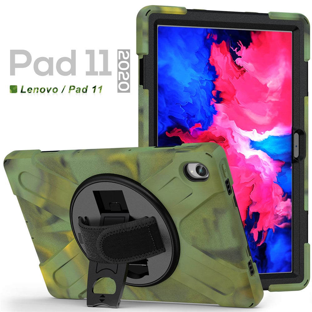 360° Rotary Kickstand Design PC + Silicone Tablet Case Shell for Lenovo Tab P11 TB-J606F / Tab P11 5G / Tab P11 Plus TB-J616 - Camouflage