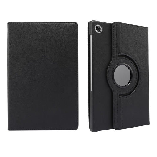 360° Swiveling Stand Design Litchi Texture Leather Case for Lenovo Tab M10 Plus - Black