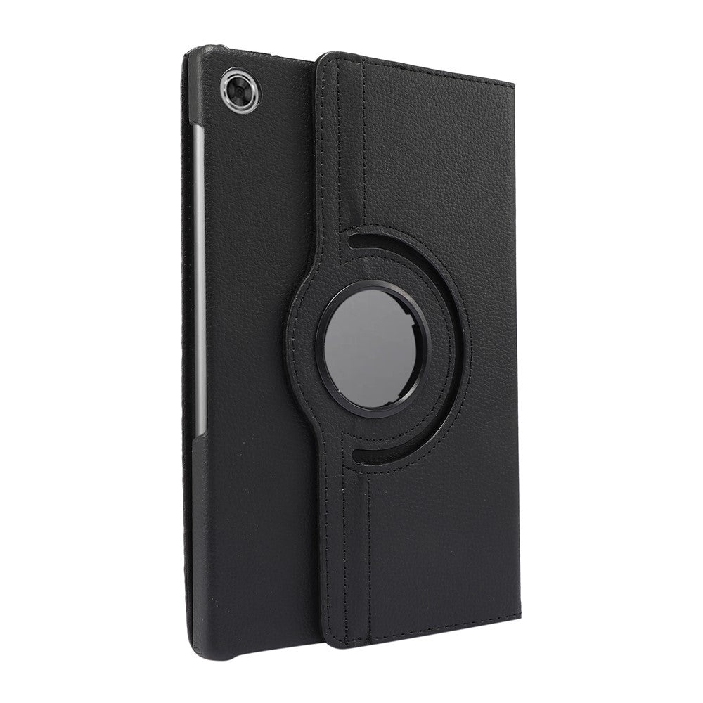 360° Swiveling Stand Design Litchi Texture Leather Case for Lenovo Tab M10 Plus - Black