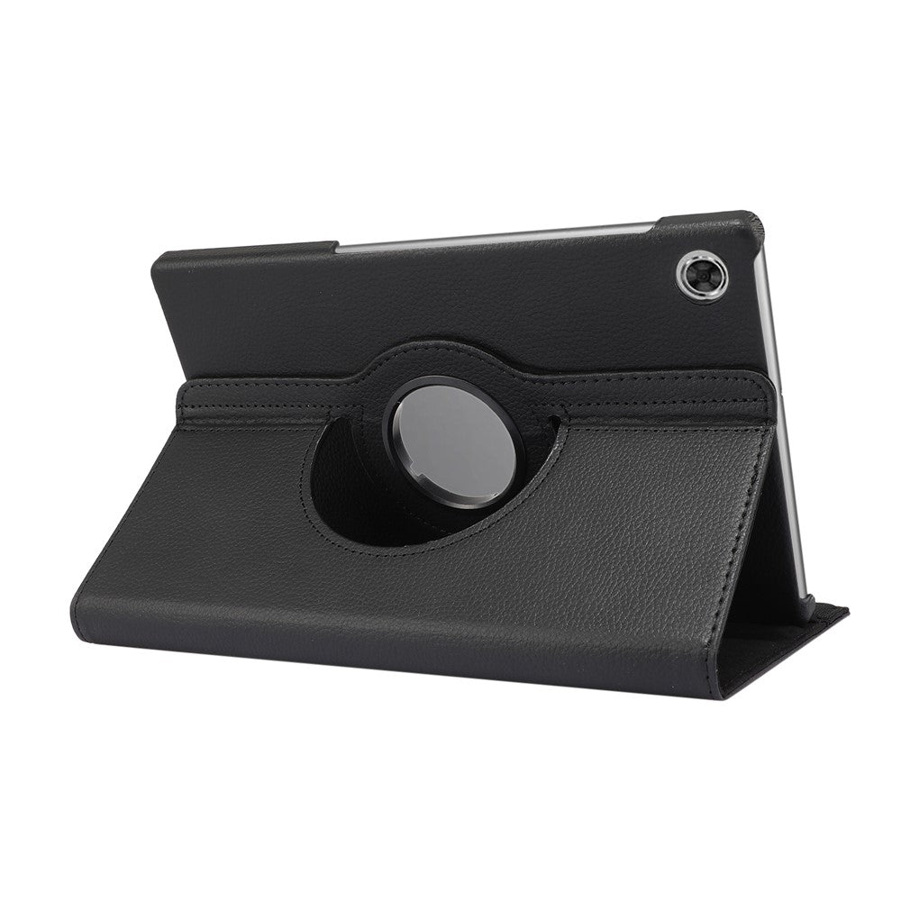 360° Swiveling Stand Design Litchi Texture Leather Case for Lenovo Tab M10 Plus - Black