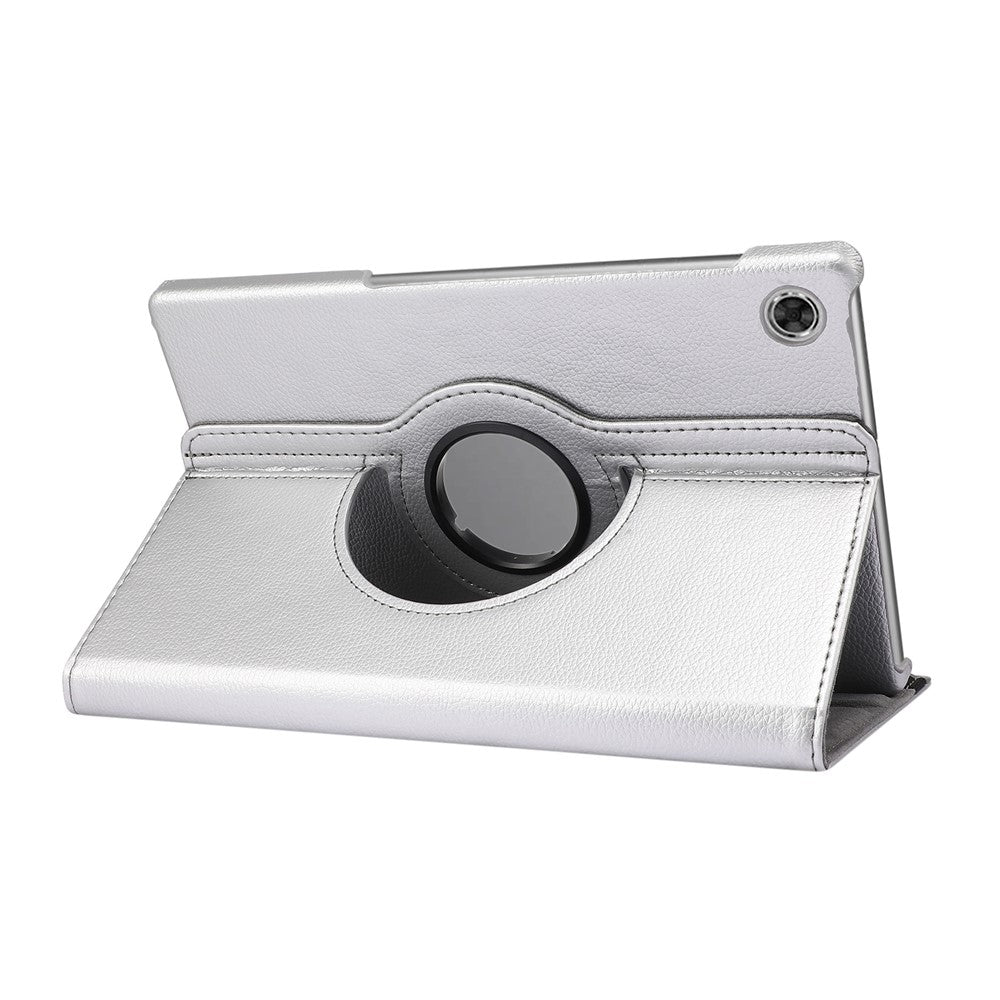 360° Swiveling Stand Design Litchi Texture Leather Case for Lenovo Tab M10 Plus - Silver