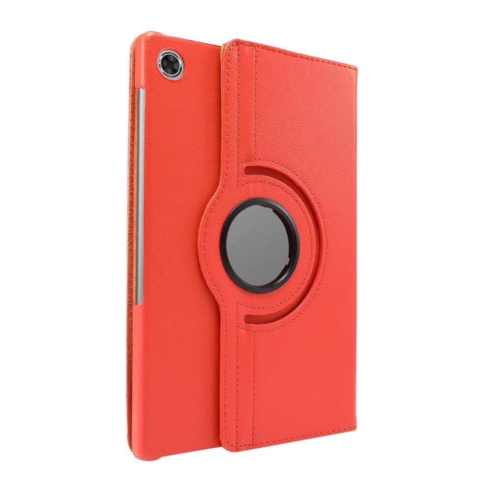 360° Swiveling Stand Design Litchi Texture Leather Case for Lenovo Tab M10 Plus - Orange