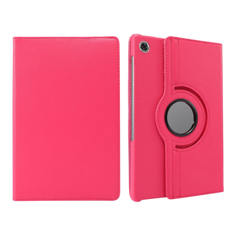 360° Swiveling Stand Design Litchi Texture Leather Case for Lenovo Tab M10 Plus - Rose