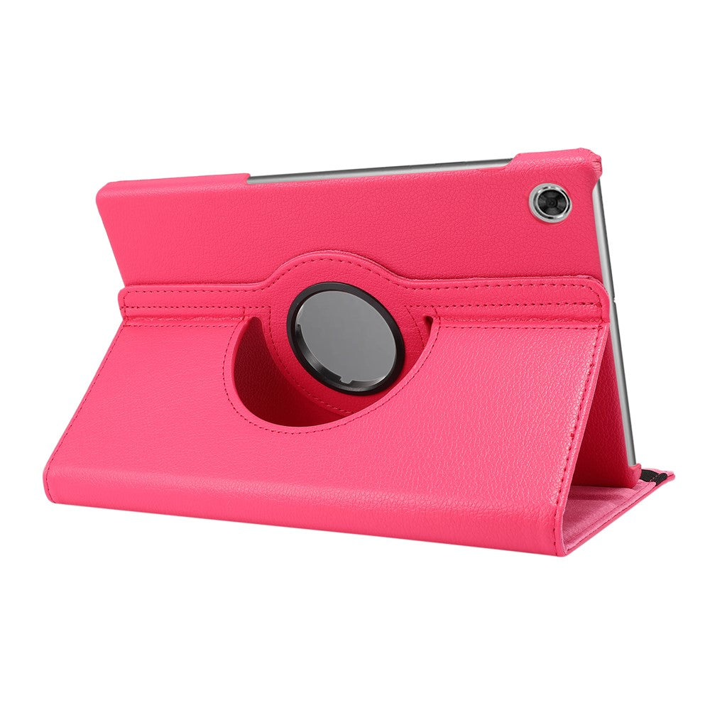 360° Swiveling Stand Design Litchi Texture Leather Case for Lenovo Tab M10 Plus - Rose
