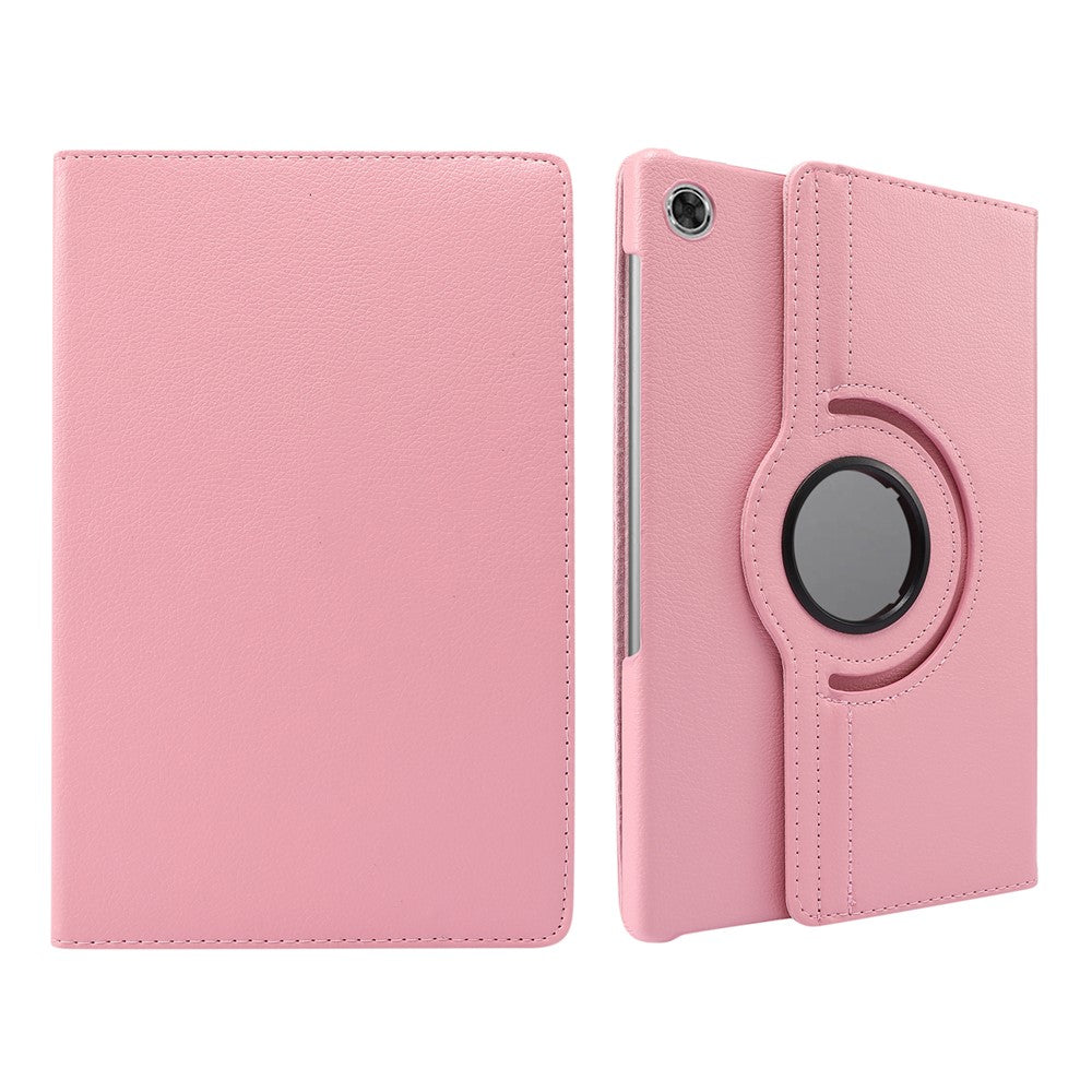 360° Swiveling Stand Design Litchi Texture Leather Case for Lenovo Tab M10 Plus - Pink