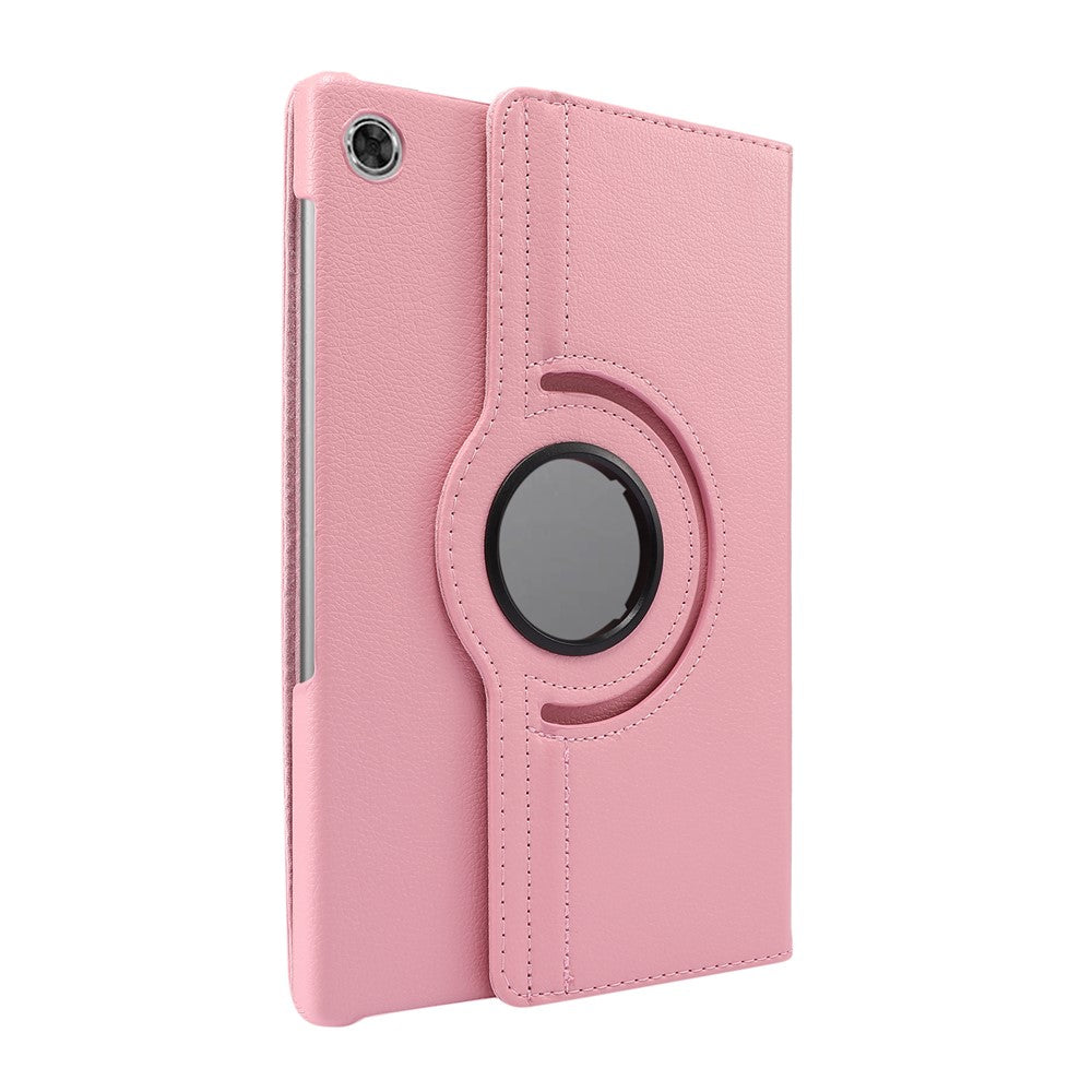 360° Swiveling Stand Design Litchi Texture Leather Case for Lenovo Tab M10 Plus - Pink
