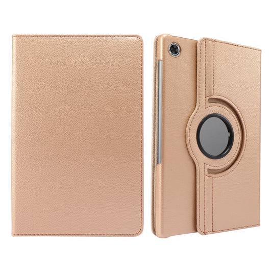 360° Swiveling Stand Design Litchi Texture Leather Case for Lenovo Tab M10 Plus - Gold