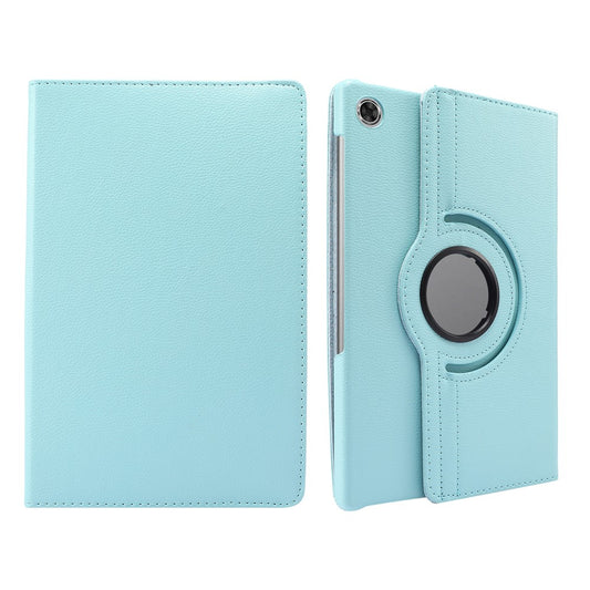 360° Swiveling Stand Design Litchi Texture Leather Case for Lenovo Tab M10 Plus - Baby Blue