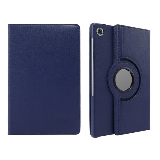 360° Swiveling Stand Design Litchi Texture Leather Case for Lenovo Tab M10 Plus - Dark Blue