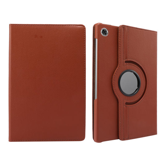 360° Swiveling Stand Design Litchi Texture Leather Case for Lenovo Tab M10 Plus - Brown