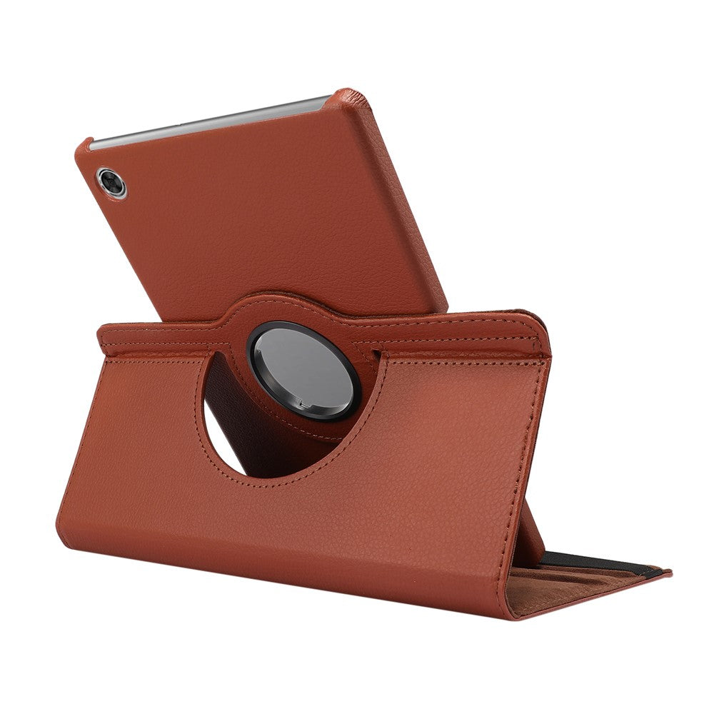 360° Swiveling Stand Design Litchi Texture Leather Case for Lenovo Tab M10 Plus - Brown