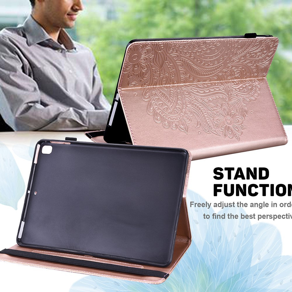 Imprinted Peafowl Flower Pattern Design Leather Tablet Wallet Stand Protective Shell for Lenovo Tab P11 TB-J606F / Tab P11 5G - Rose Gold