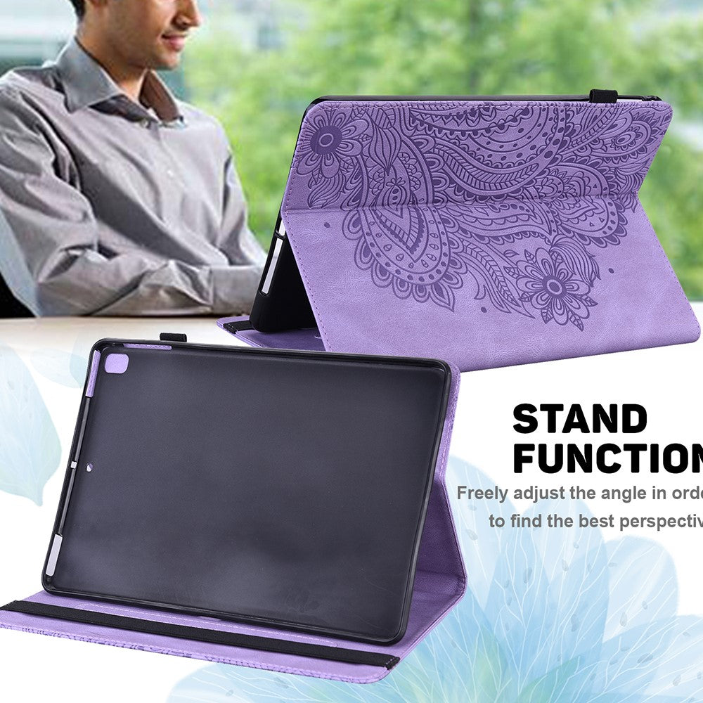 Imprinted Peafowl Flower Pattern Design Leather Tablet Wallet Stand Protective Shell for Lenovo Tab P11 TB-J606F / Tab P11 5G - Purple
