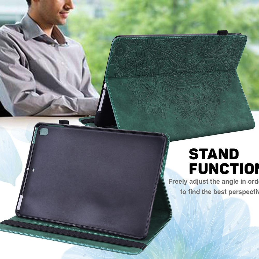 Imprinted Peafowl Flower Pattern Design Leather Tablet Wallet Stand Protective Shell for Lenovo Tab P11 TB-J606F / Tab P11 5G - Green