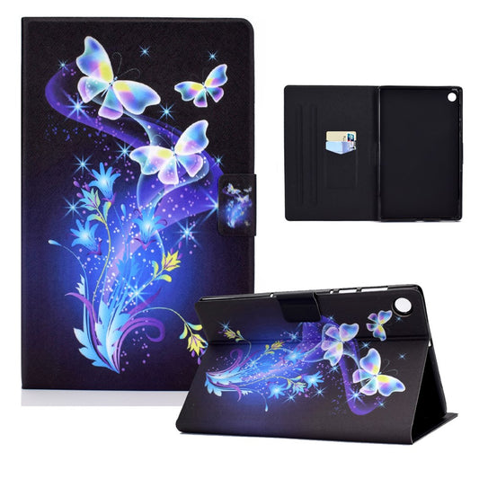 Stand Design Leather Full Protection Tablet Case with Pattern Printing for Lenovo Tab M10 Plus - Butterflies and Flowers