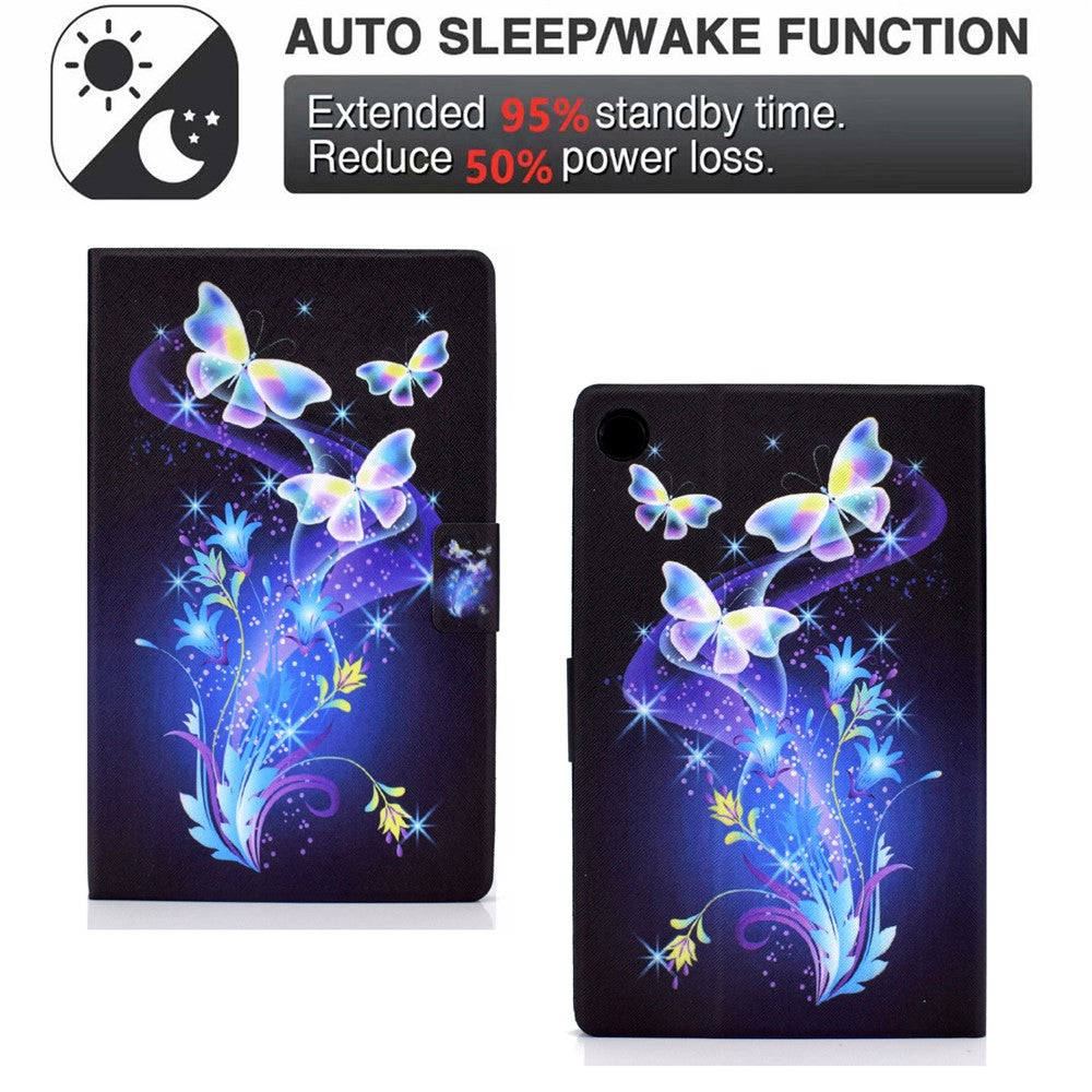 Stand Design Leather Full Protection Tablet Case with Pattern Printing for Lenovo Tab M10 Plus - Butterflies and Flowers