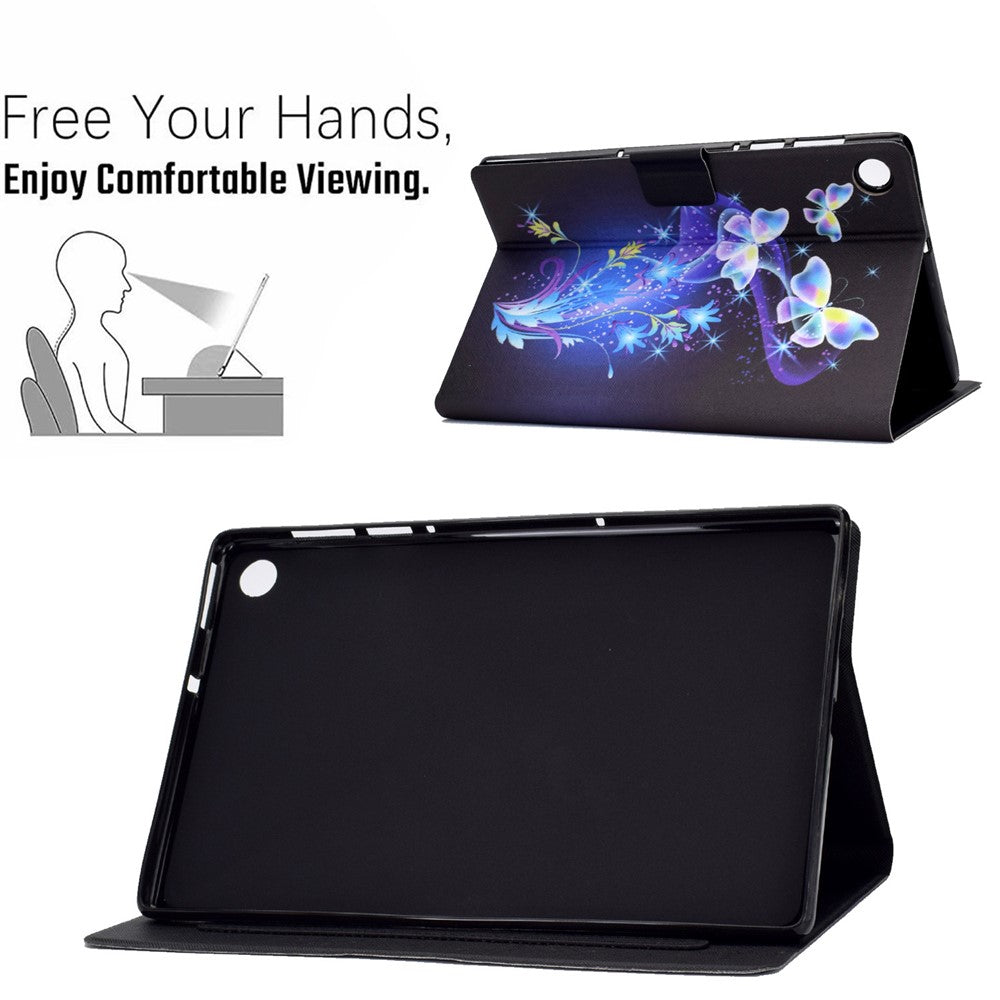 Stand Design Leather Full Protection Tablet Case with Pattern Printing for Lenovo Tab M10 Plus - Butterflies and Flowers