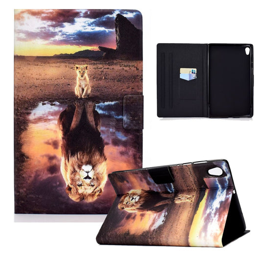 Shock-Proof Pattern Printing Leather Full Protection Tablet Case for Lenovo Tab M10 HD Gen 2 X306 - Lion