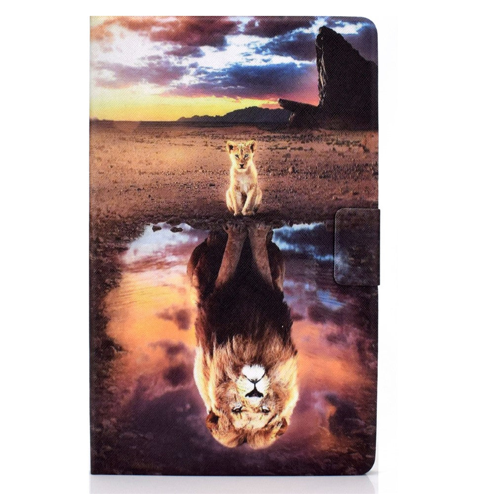 Shock-Proof Pattern Printing Leather Full Protection Tablet Case for Lenovo Tab M10 HD Gen 2 X306 - Lion
