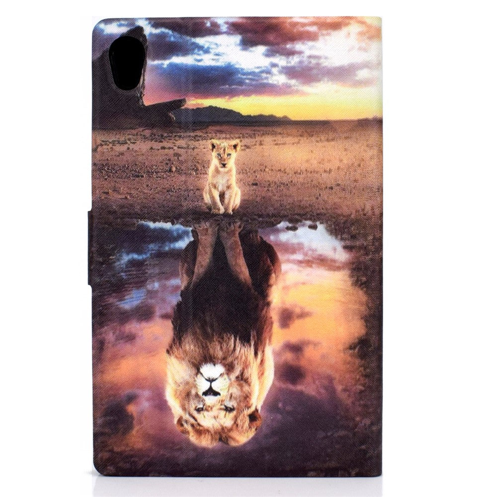 Shock-Proof Pattern Printing Leather Full Protection Tablet Case for Lenovo Tab M10 HD Gen 2 X306 - Lion