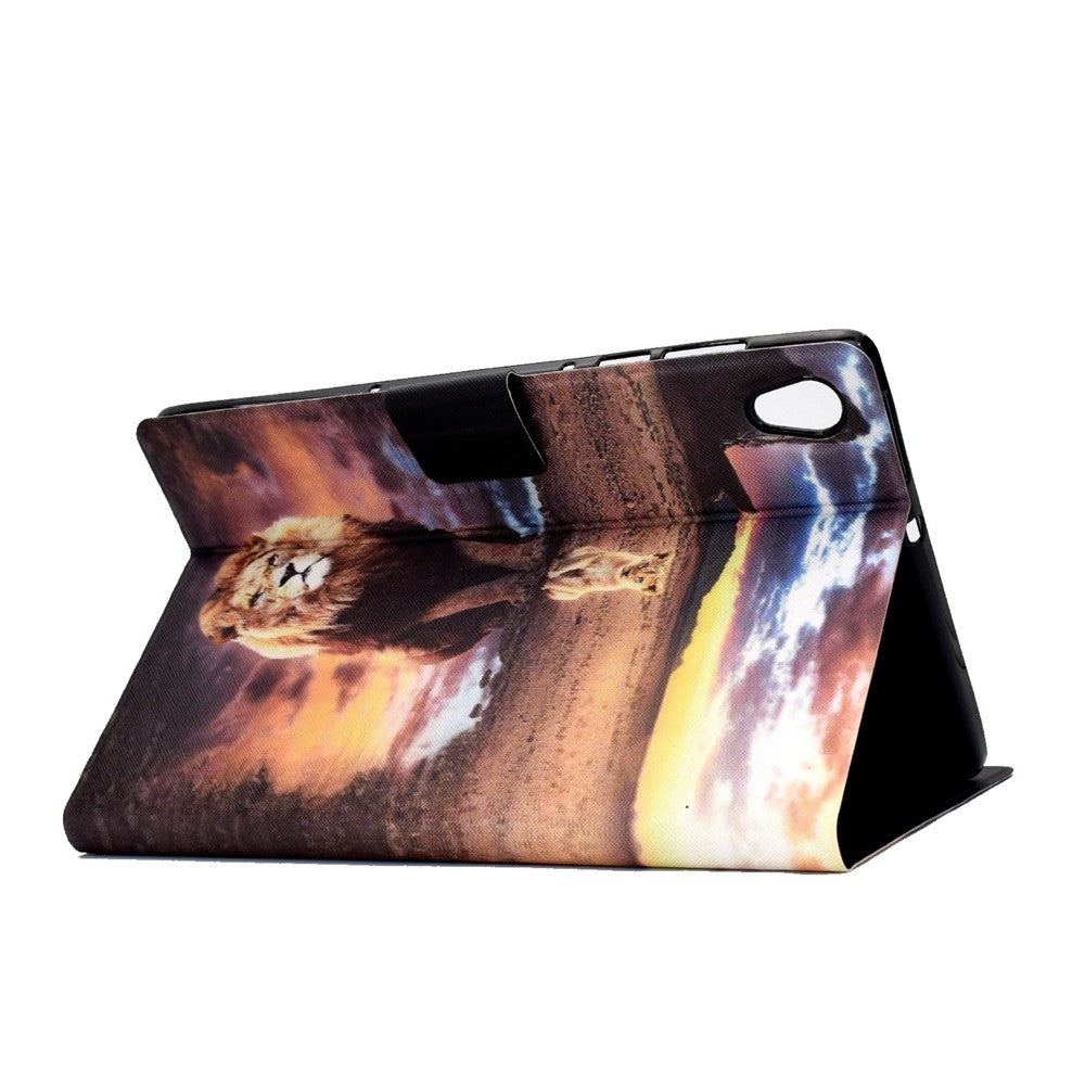 Shock-Proof Pattern Printing Leather Full Protection Tablet Case for Lenovo Tab M10 HD Gen 2 X306 - Lion