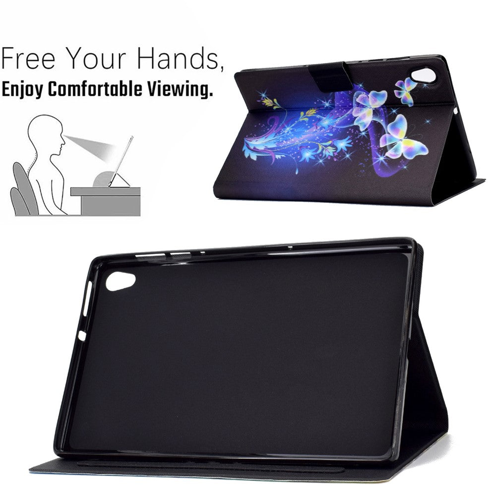 Shock-Proof Pattern Printing Leather Full Protection Tablet Case for Lenovo Tab M10 HD Gen 2 X306 - Butterflies and Flowers