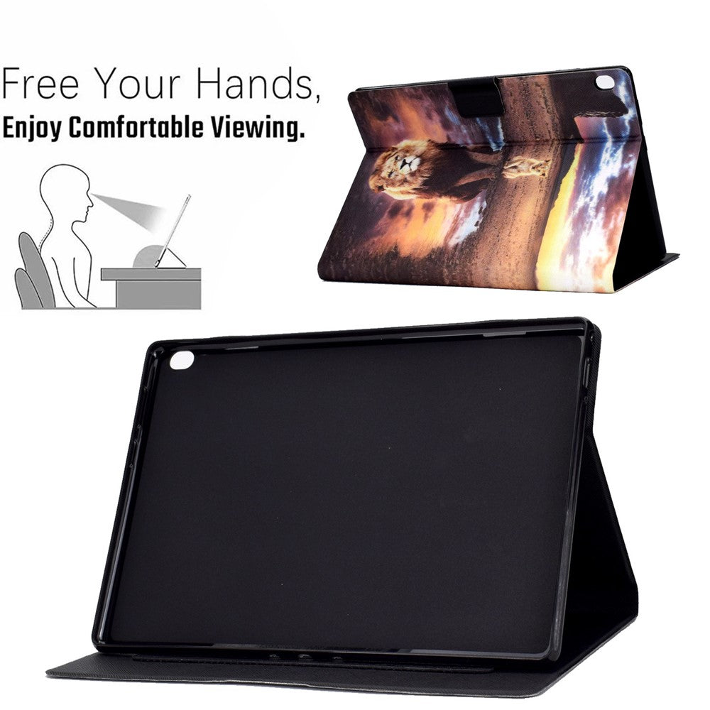 Pattern Printing Design Leather Full Protection Shock-Proof Tablet Case for Lenovo Tab M10 TB-X605F - Lion