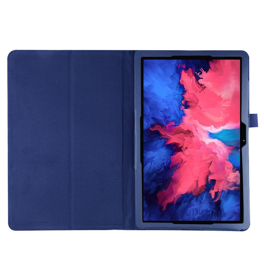 Litchi Texture Leather Tablet Case with Stand for Lenovo Tab P11 Pro 2020 11.5 TB-J706F/J706L - Dark Blue
