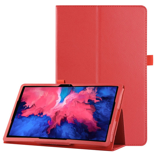 Litchi Texture Leather Tablet Case with Stand for Lenovo Tab P11 / P11 5G 11 inch TB-J606F / J606X - Red