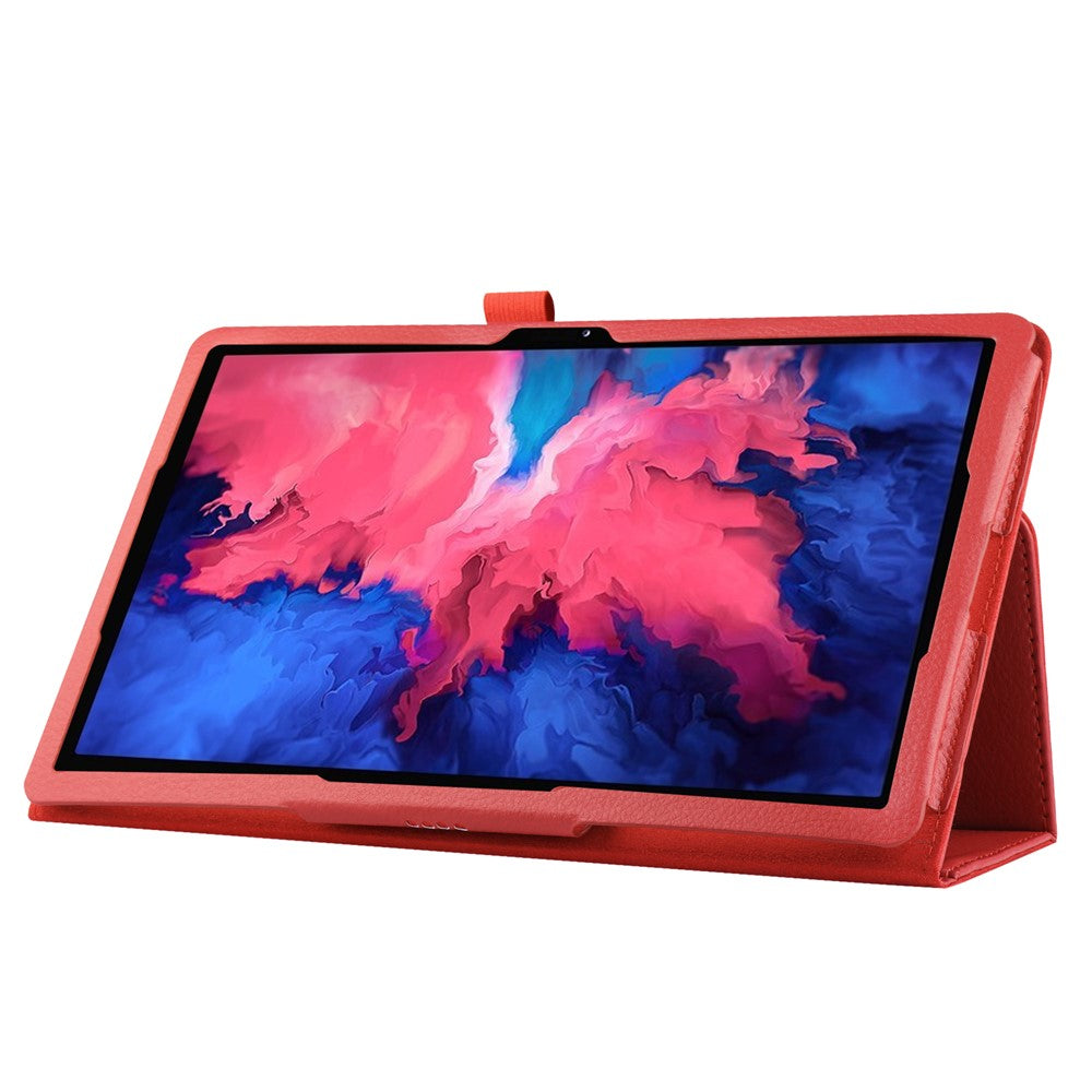 Litchi Texture Leather Tablet Case with Stand for Lenovo Tab P11 / P11 5G 11 inch TB-J606F / J606X - Red