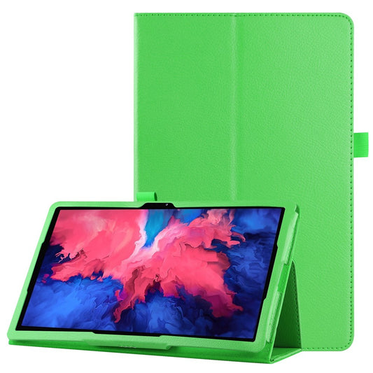 Litchi Texture Leather Tablet Case with Stand for Lenovo Tab P11 / P11 5G 11 inch TB-J606F / J606X - Green